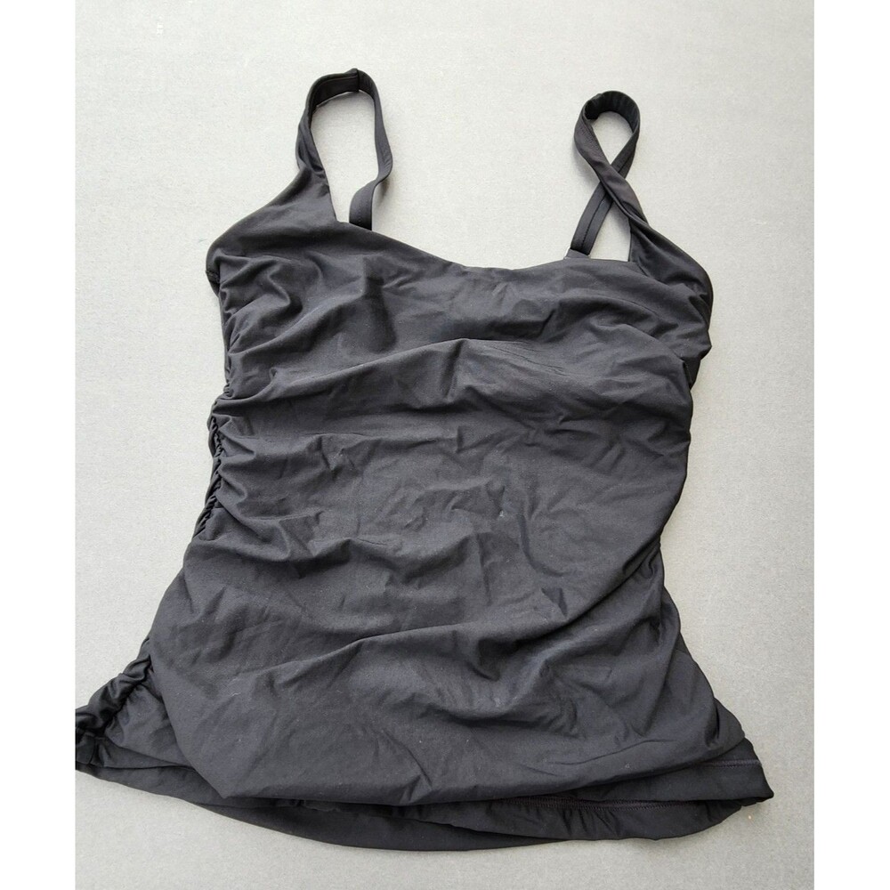 Athleta Black Square Neck Tankini Top Adjustable Straps 34 D /DD